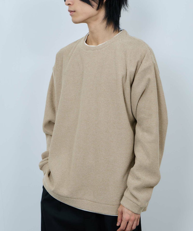 NAVY  ハニカム裏起毛フェイククルーネックトレーナー メンズ商品画像-15