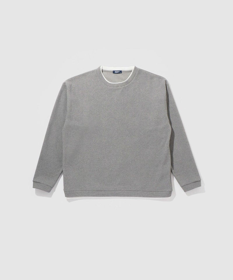 NAVY  ハニカム裏起毛フェイククルーネックトレーナー メンズ商品画像-19