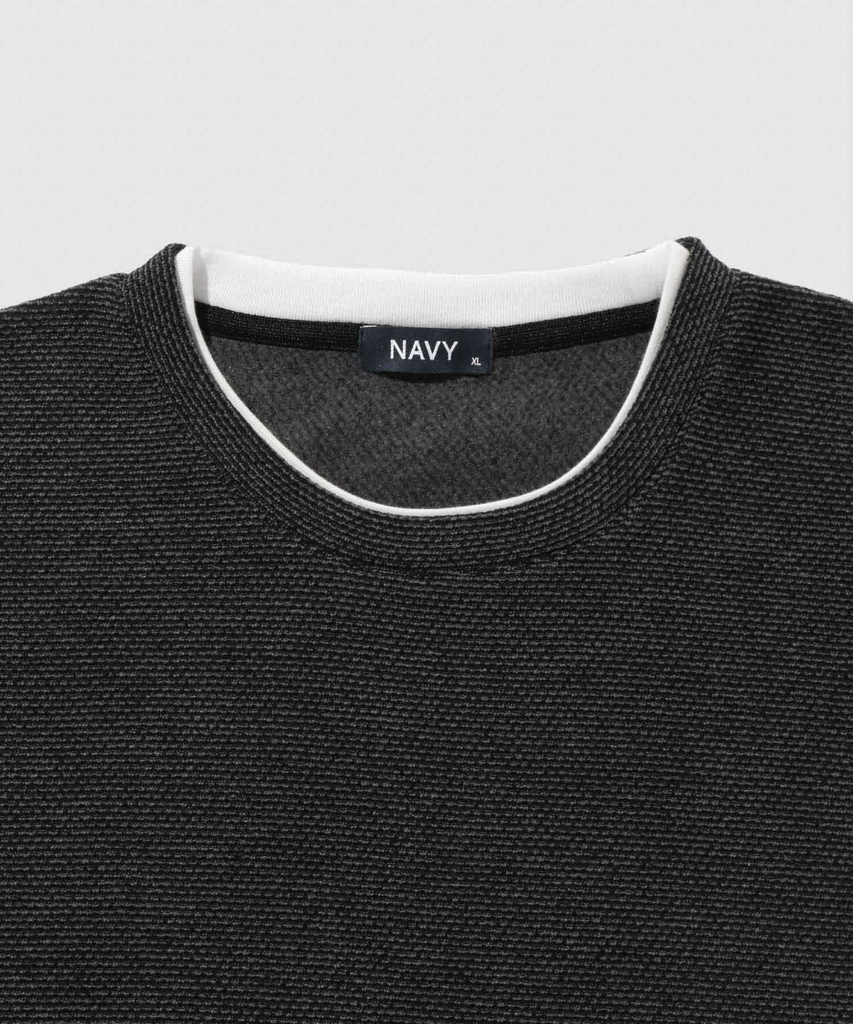 NAVY ハニカム裏起毛フェイククルーネックトレーナー メンズ