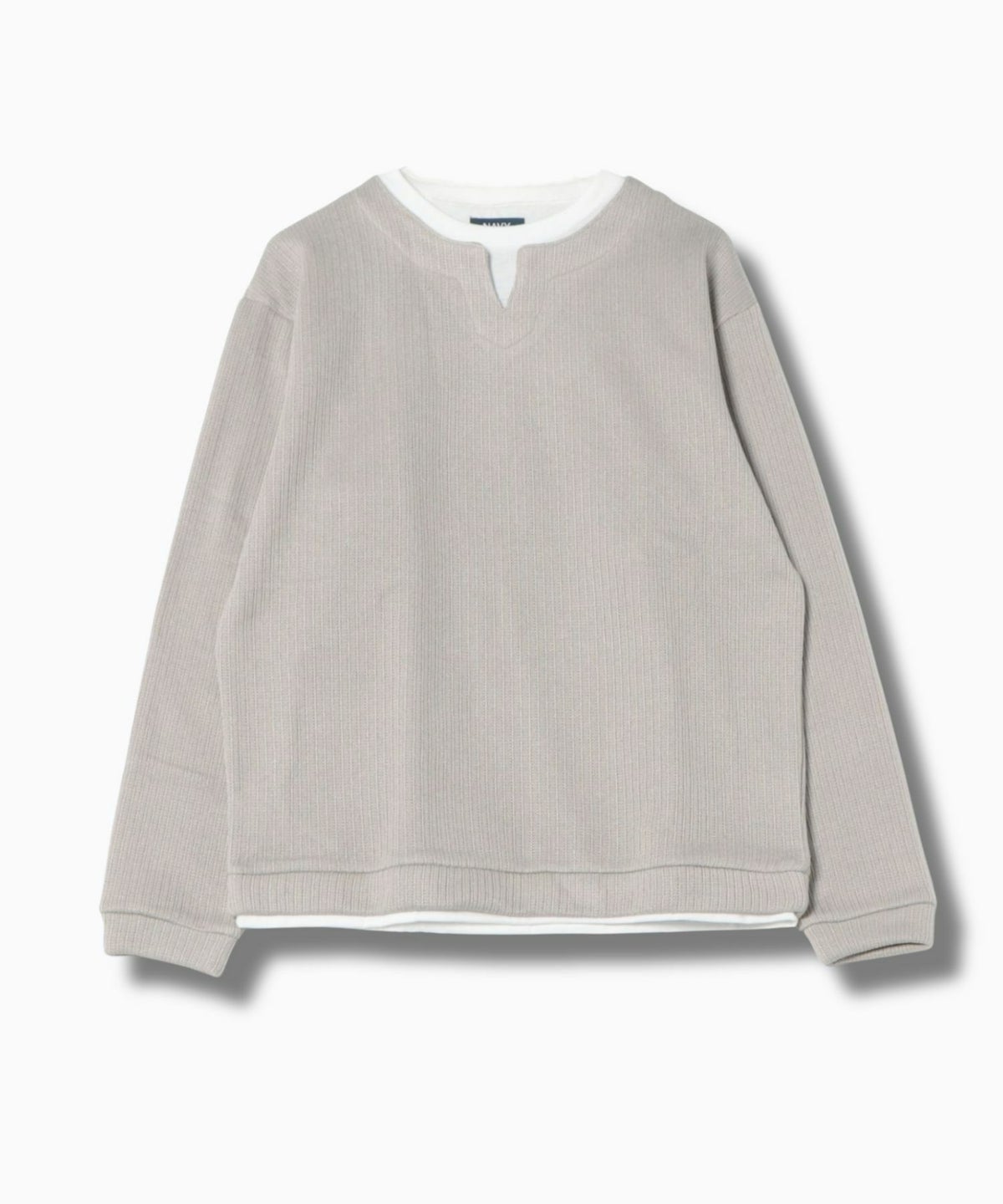 NAVY 針抜き裏起毛フェイクキーネックトレーナー メンズ