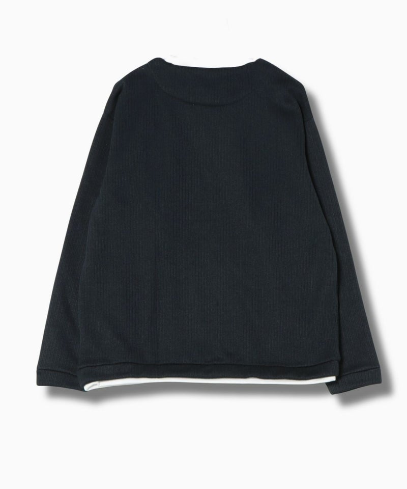 NAVY  針抜き裏起毛フェイクキーネックトレーナー メンズ商品画像-23