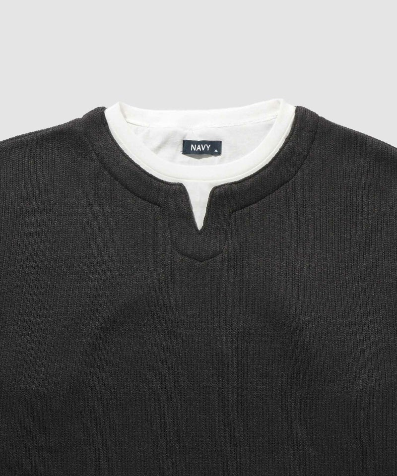 NAVY 針抜き裏起毛フェイクキーネックトレーナー メンズ商品画像-24