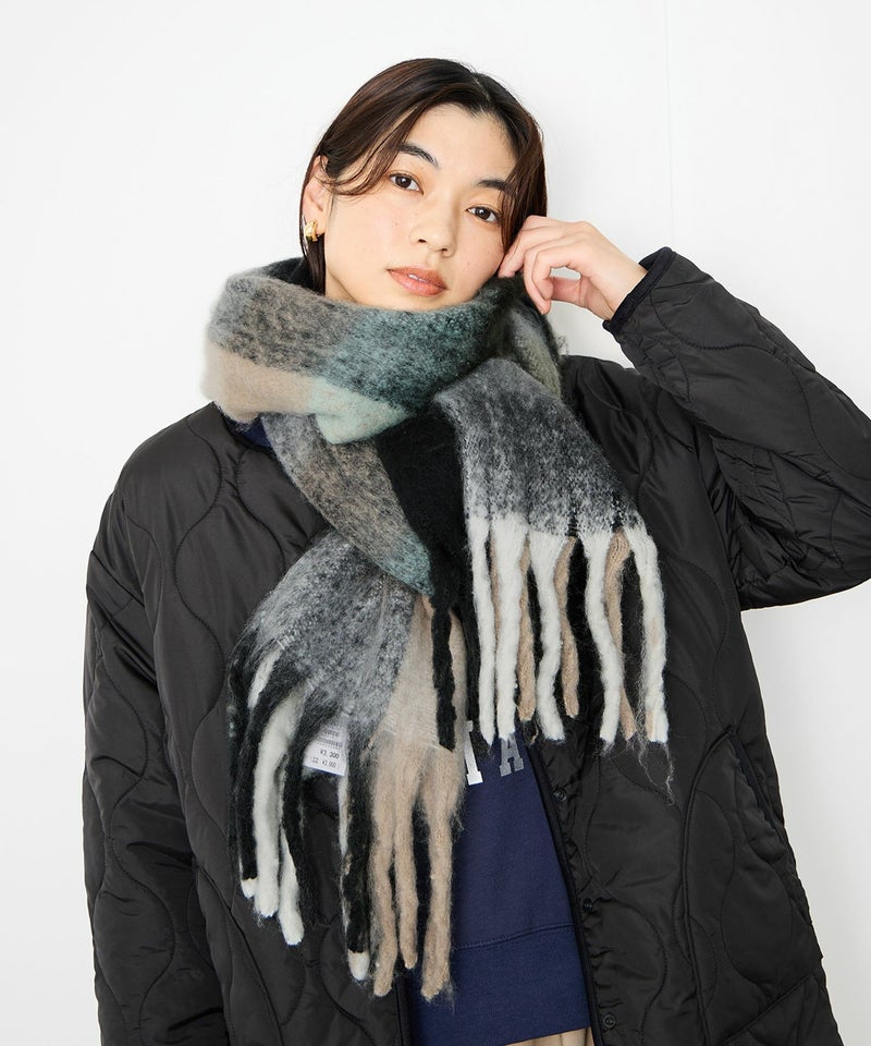 Idnes マルチチェックボリュームストール レディース商品画像-1