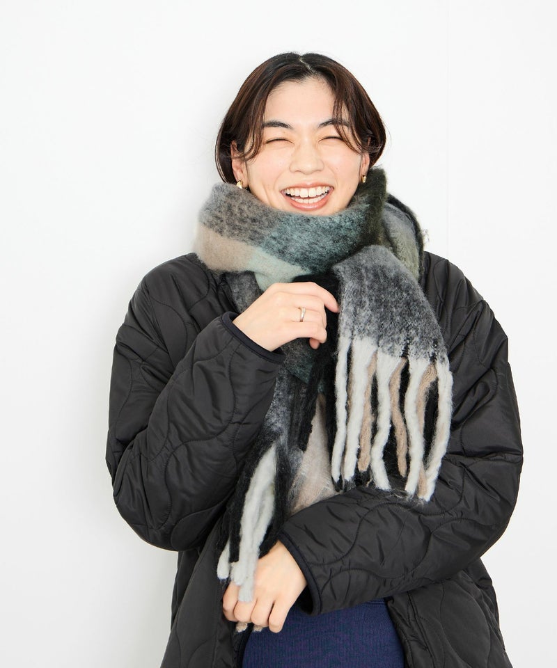 Idnes  マルチチェックボリュームストール レディース商品画像-3