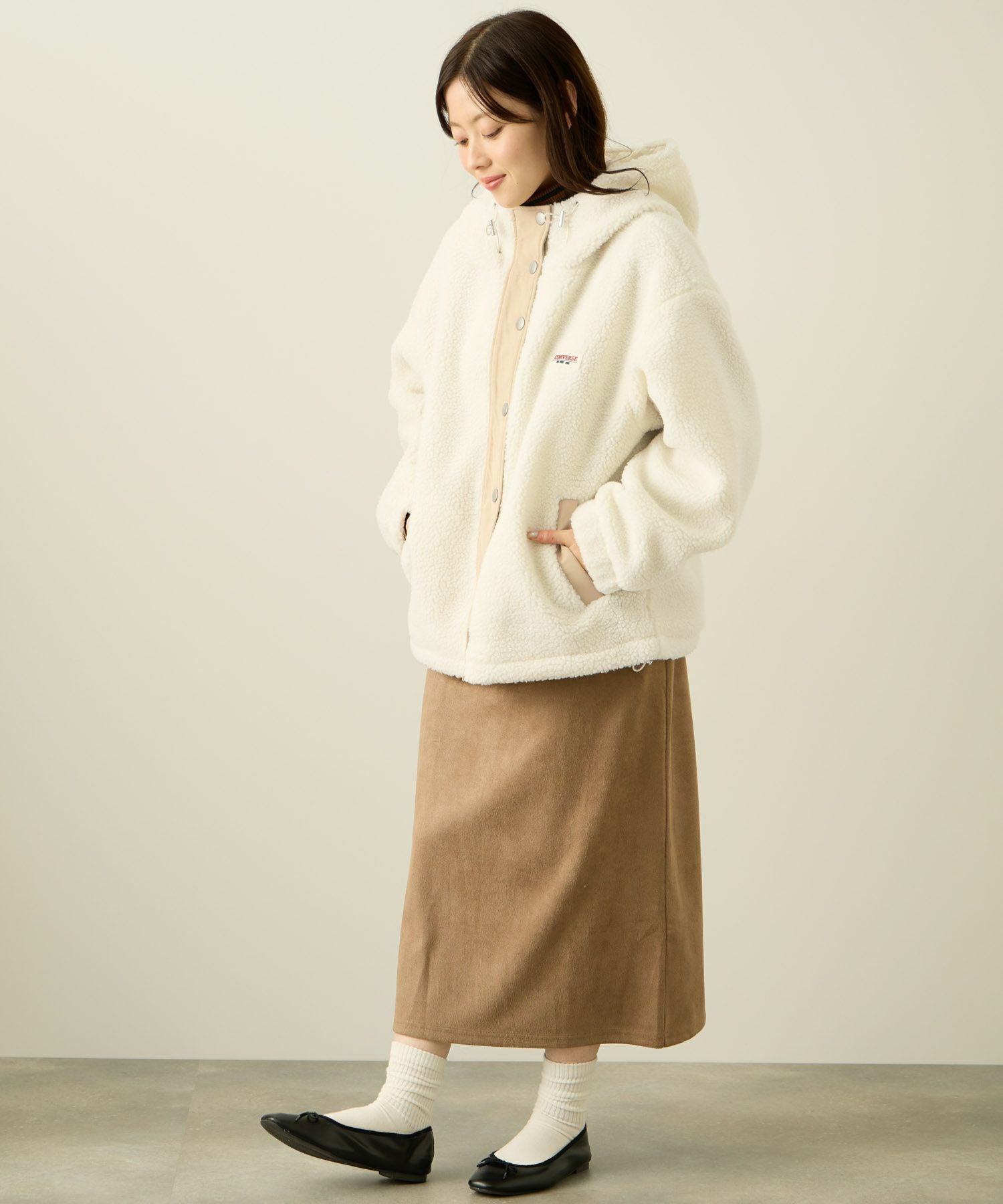 CONVERSE ボアフードジャケット レディース