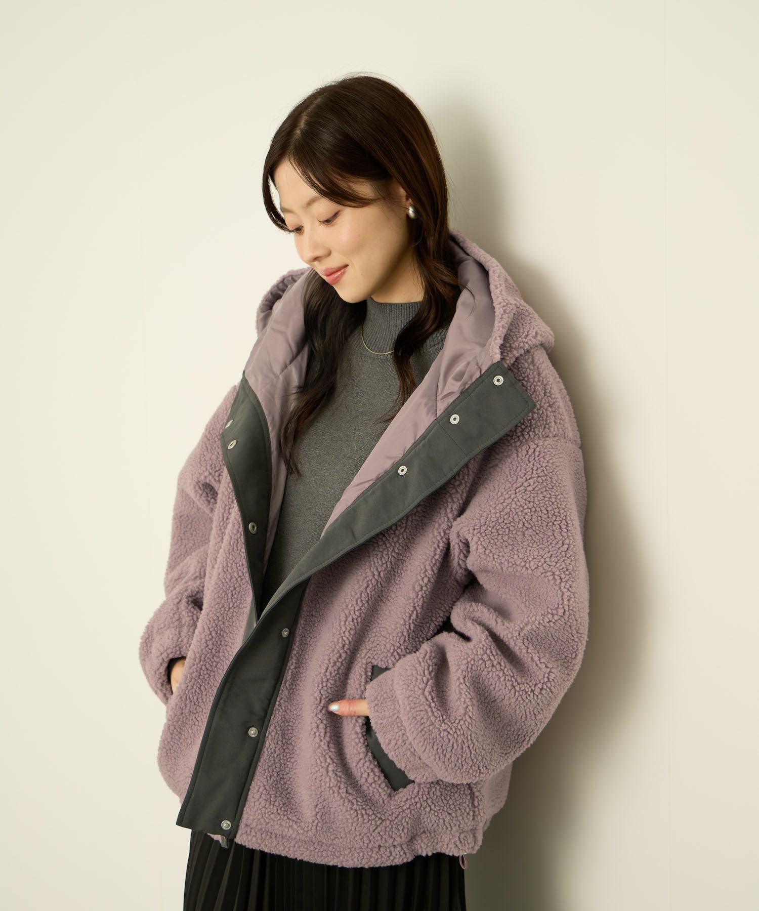 CONVERSE ボアフードジャケット レディース