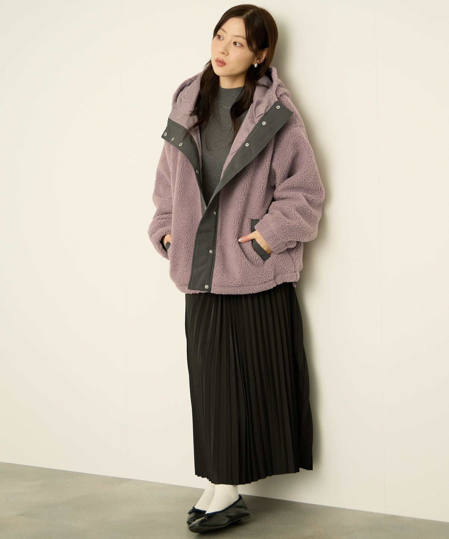 CONVERSE ボアフードジャケット レディース