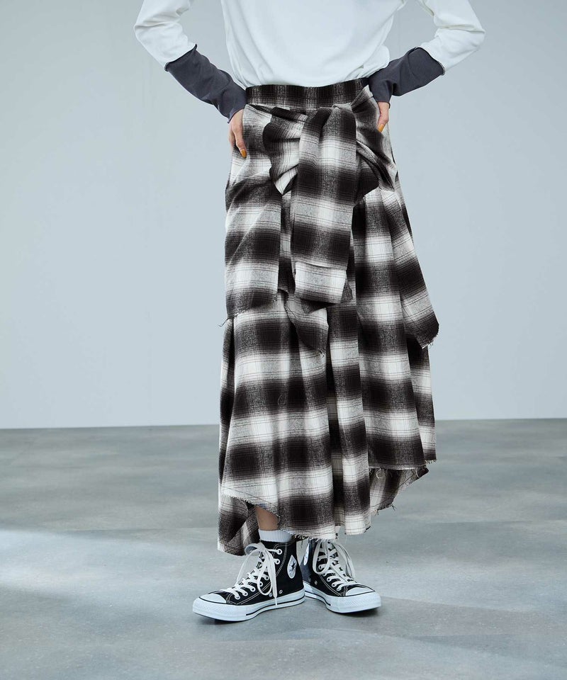 milli de l'air フェイクスリーブチェックスカート レディース商品画像-2