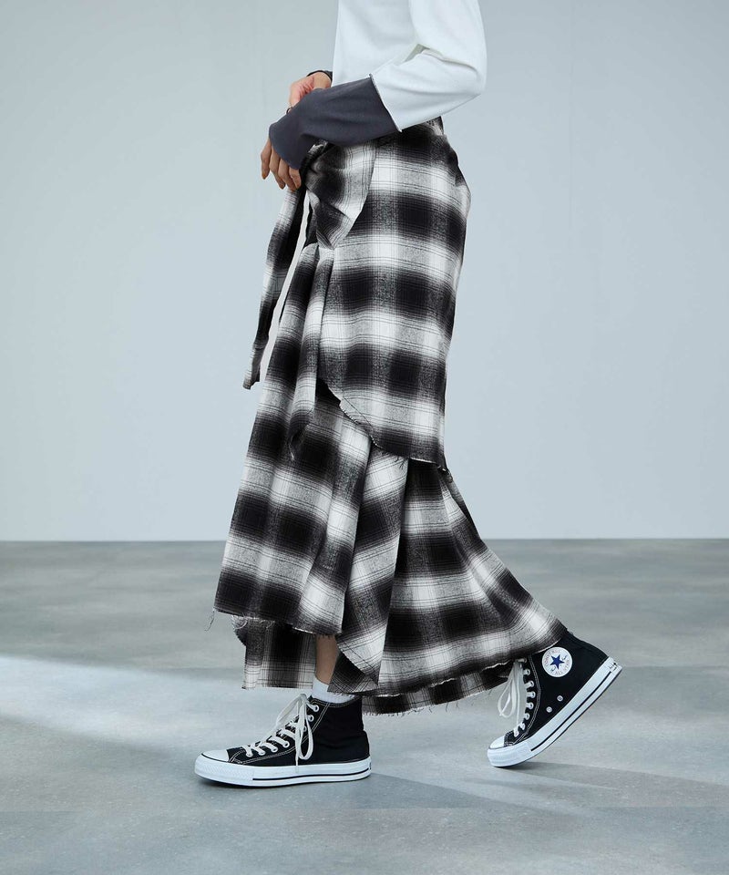 milli de l'air フェイクスリーブチェックスカート レディース商品画像-7