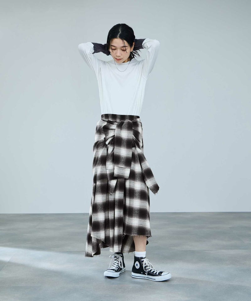 milli de l'air フェイクスリーブチェックスカート レディース商品画像-12