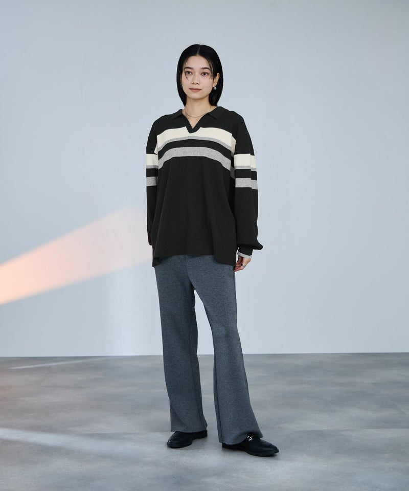 [期間限定knit]milli de l'air  配色ポロニット レディース商品画像-5