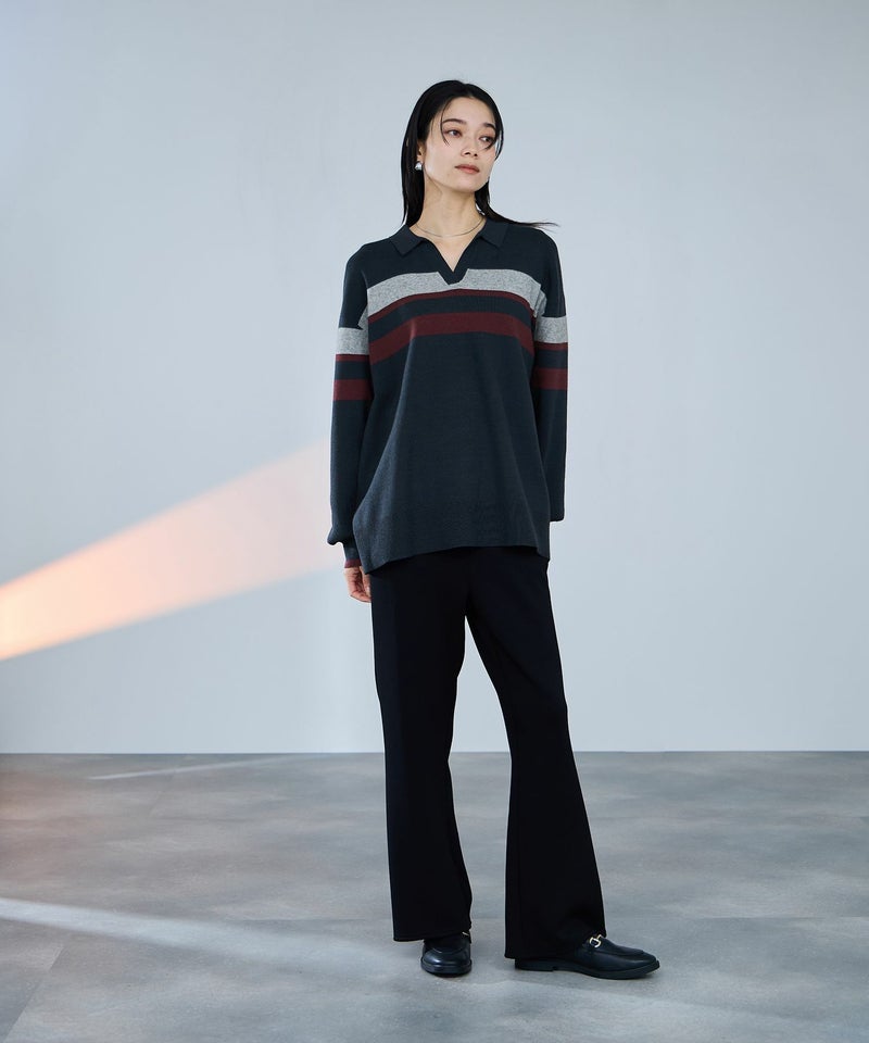 [期間限定knit]milli de l'air  配色ポロニット レディース商品画像-7