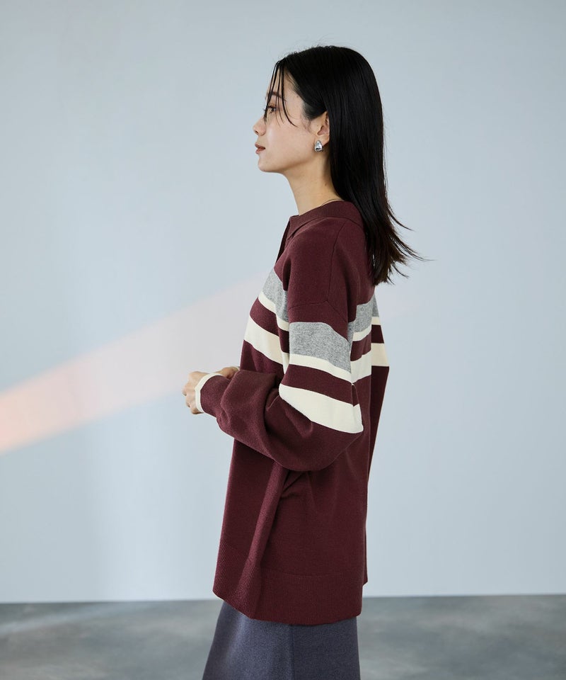 [期間限定knit]milli de l'air  配色ポロニット レディース商品画像-10