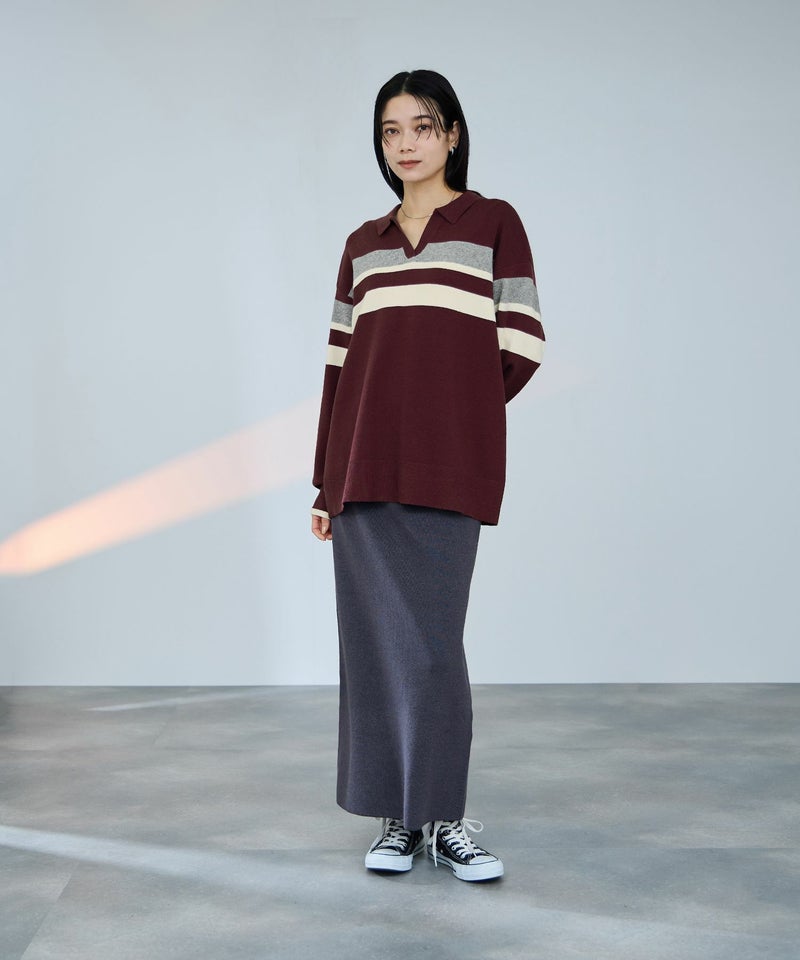 [期間限定knit]milli de l'air  配色ポロニット レディース商品画像-12