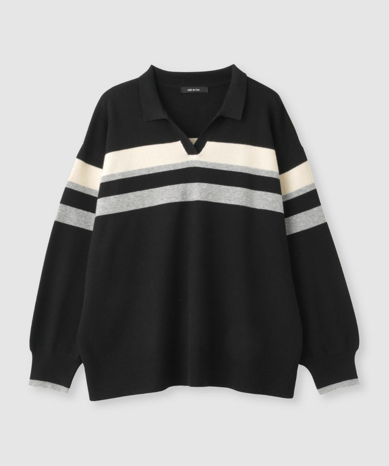 [期間限定knit]milli de l'air  配色ポロニット レディース商品画像-13