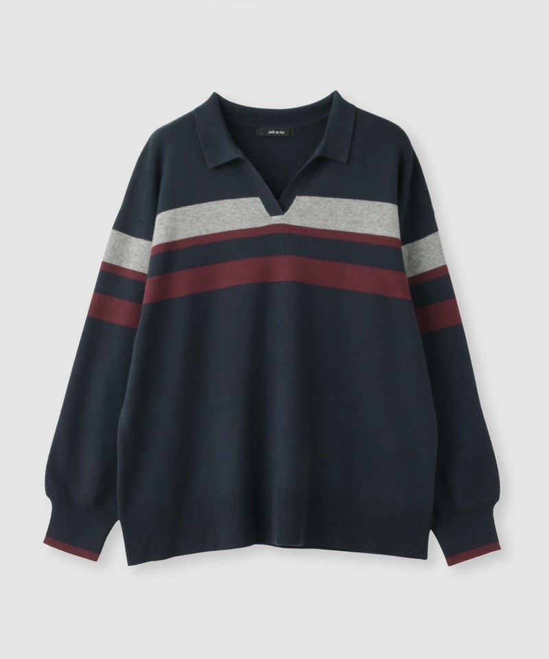 [期間限定knit]milli de l'air  配色ポロニット レディース商品画像-14