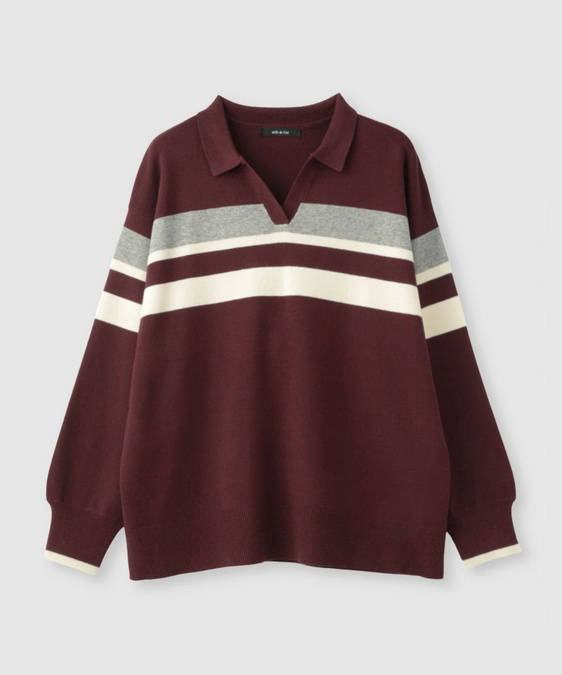 [期間限定knit]milli de l'air  配色ポロニット レディース商品画像-15