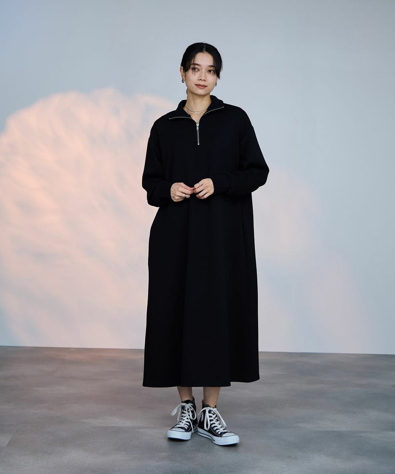 milli de l'air パフィバック ダンボールニット ハーフジップワンピース レディース商品画像-3