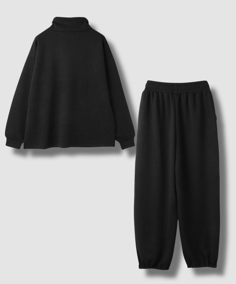 NAVY  ハピ楽 もちもち素材 スタンドネックルームセット レディース商品画像-3