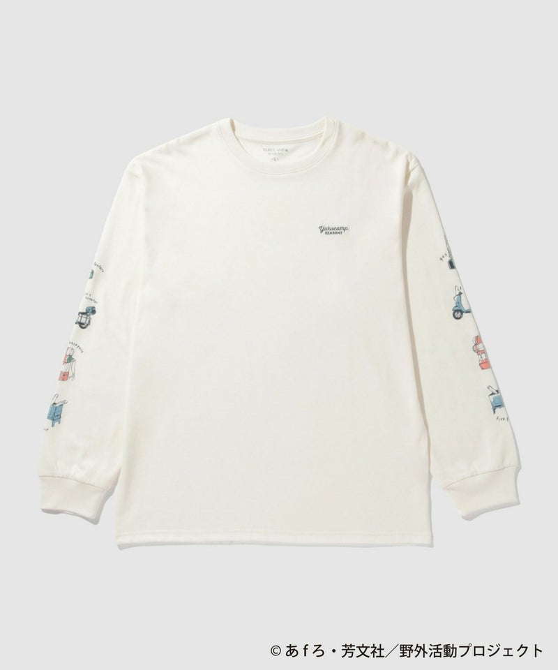 『ゆるキャン△ SEASON3』 袖プリント長袖Tシャツ ホワイト メンズ商品画像-1