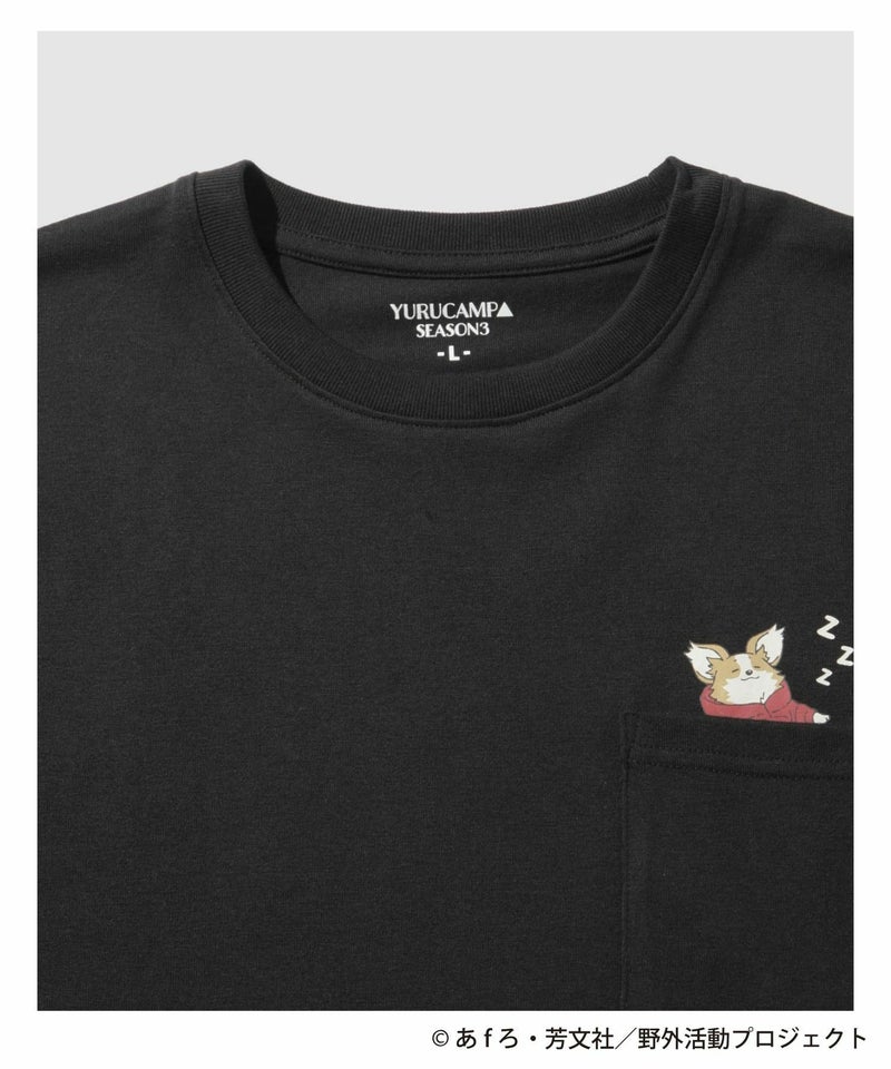 『ゆるキャン△ SEASON3』 バックプリントポケット付きTシャツ ブラック メンズ メール便 対応商品商品画像-3