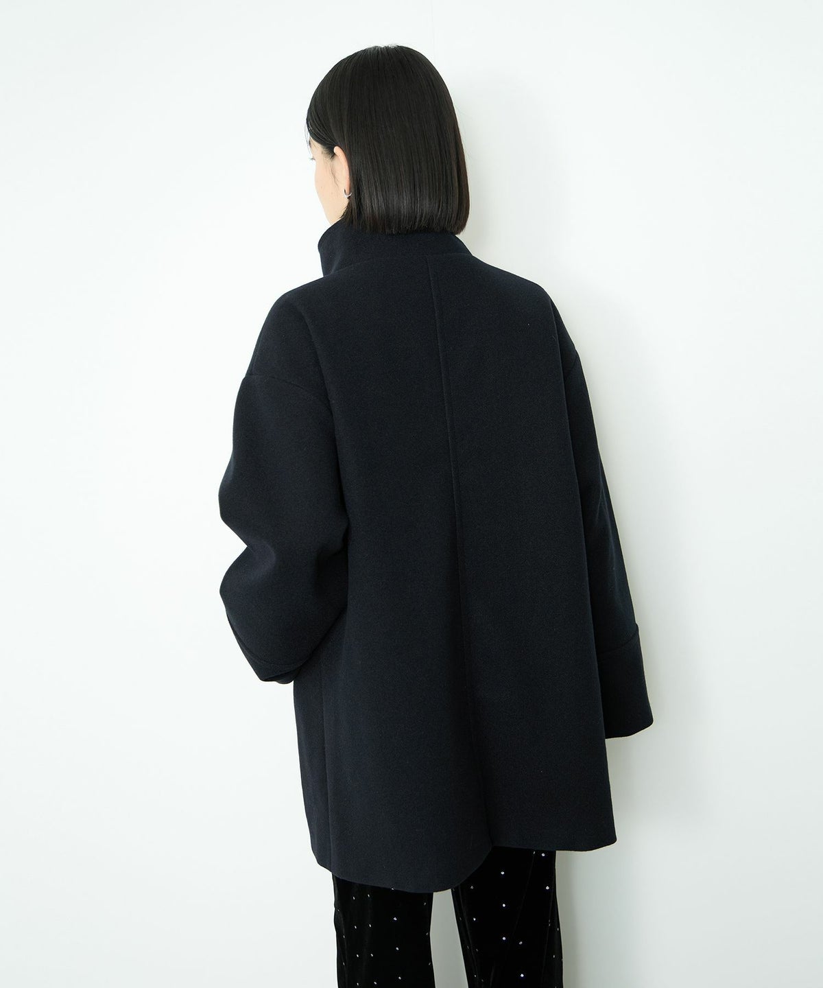 Idnes スタンドカラーミドルコート レディース