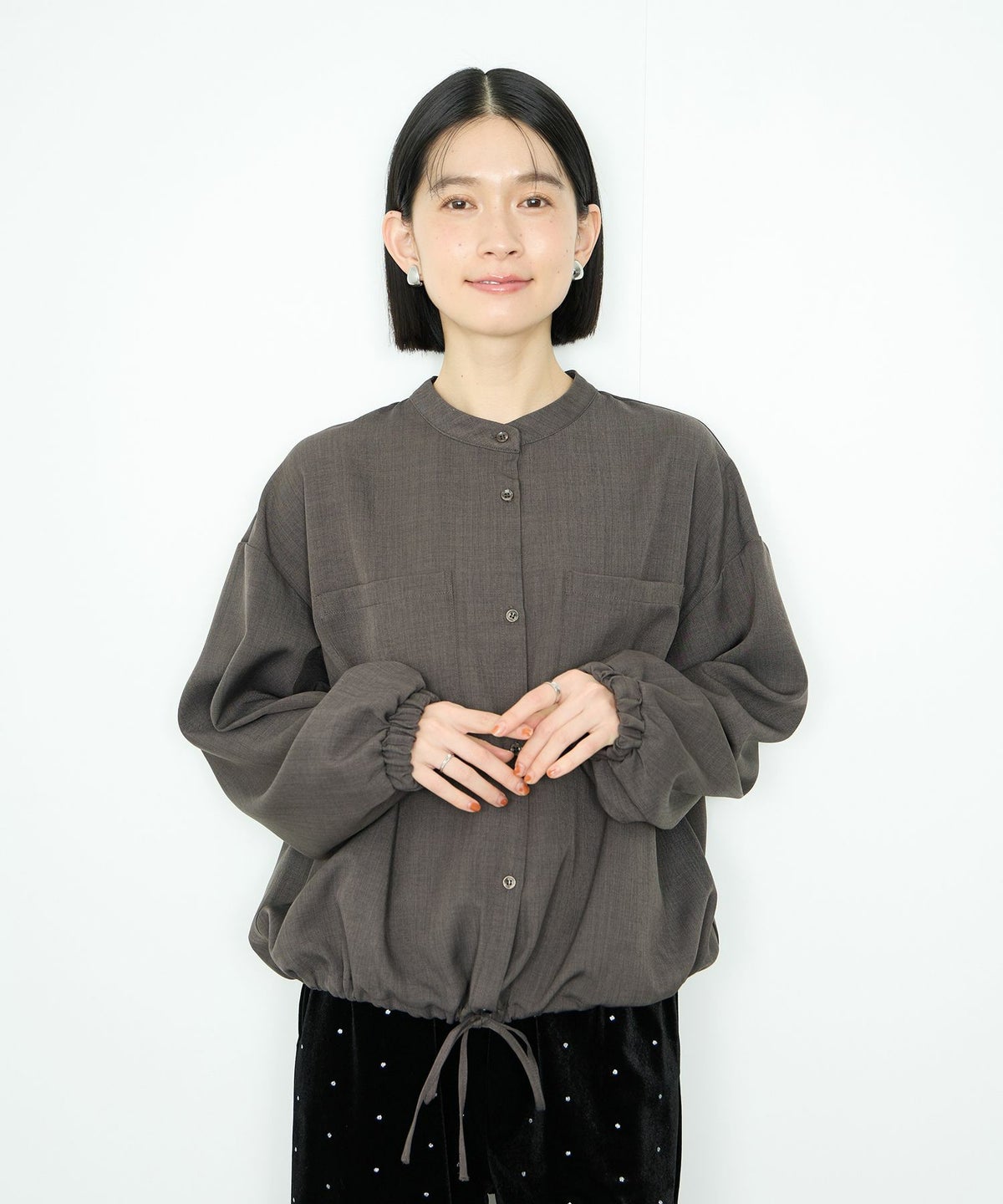 Idnes 裾ドロストブラウス レディース