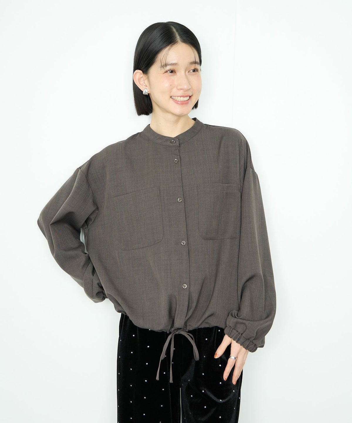 Idnes 裾ドロストブラウス レディース