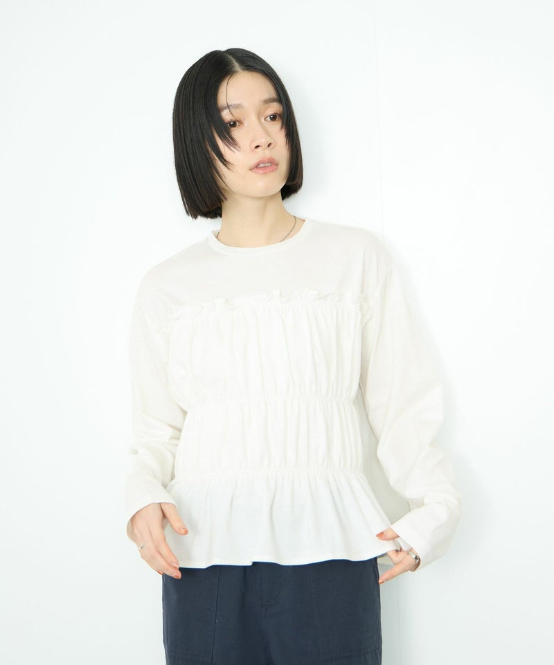 Idnes シャーリングギャザープルオーバー レディース メール便 対応商品商品画像-2