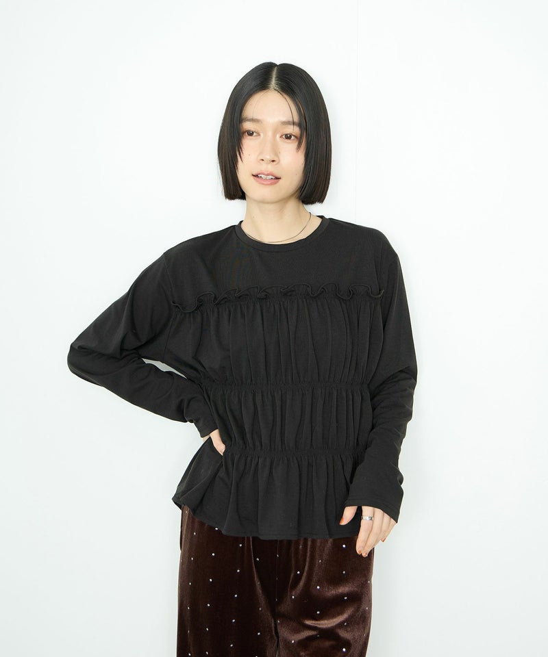 Idnes シャーリングギャザープルオーバー レディース メール便 対応商品商品画像-3