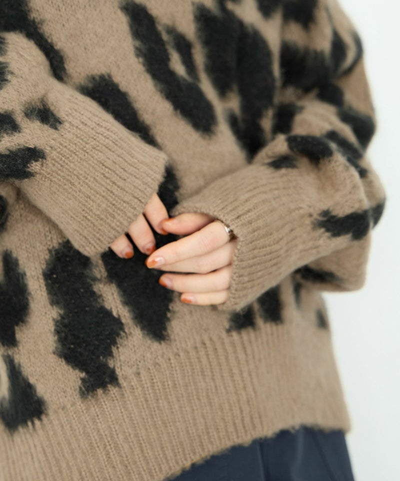 Idnes レオパードニットプルオーバー レディース商品画像-6