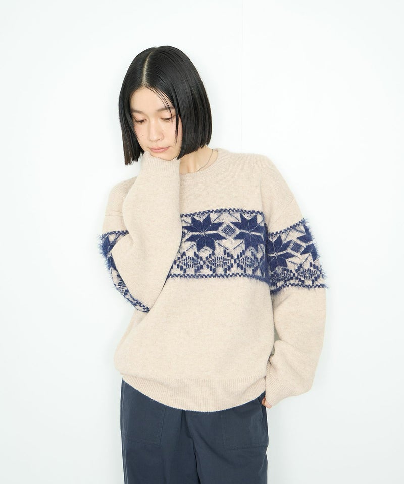 [期間限定knit]Idnes  雪柄シャギーニット レディース商品画像-3