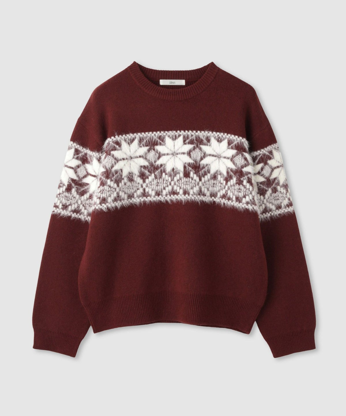 Idnes 雪柄シャギーニット レディース