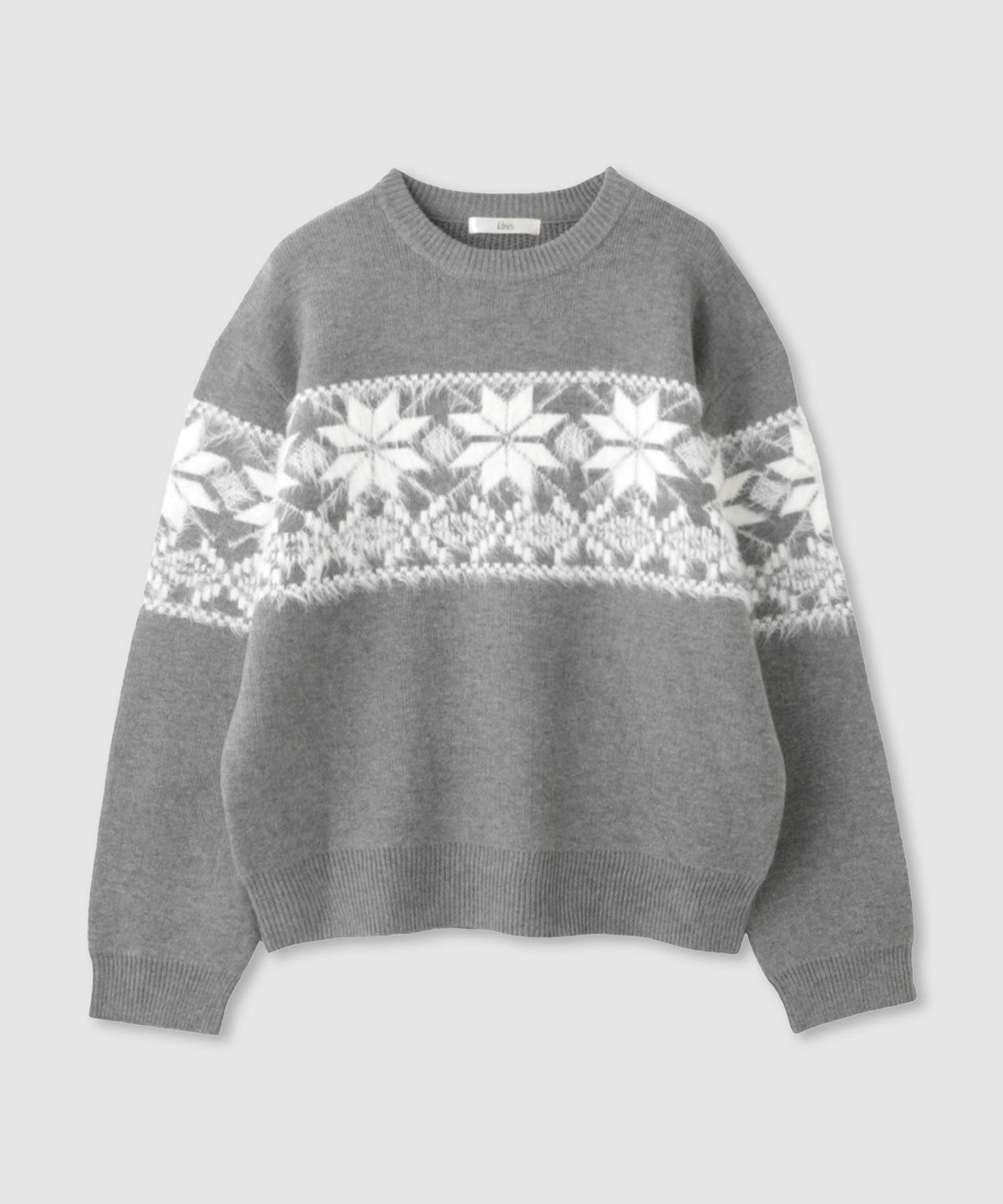 Idnes 雪柄シャギーニット レディース