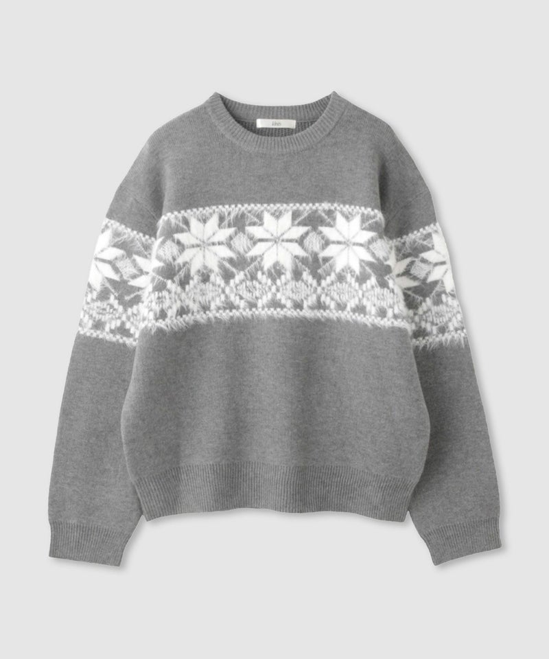 [期間限定knit]Idnes  雪柄シャギーニット レディース商品画像-16