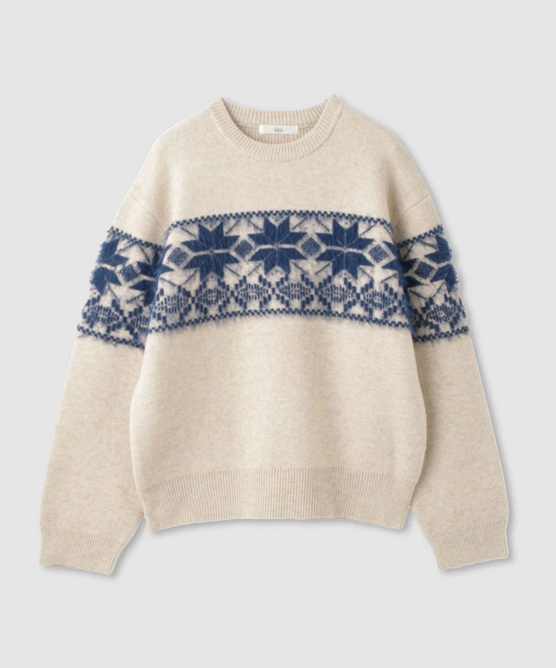 [期間限定knit]Idnes  雪柄シャギーニット レディース商品画像-17