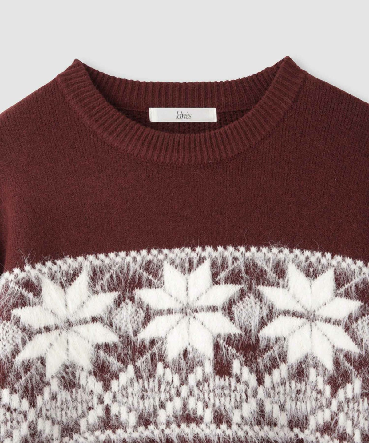 Idnes 雪柄シャギーニット レディース
