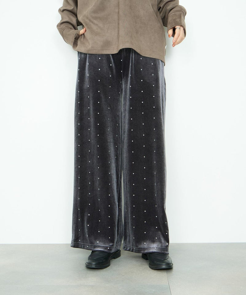 Idnes  ベロアドットパンツ レディース商品画像-1