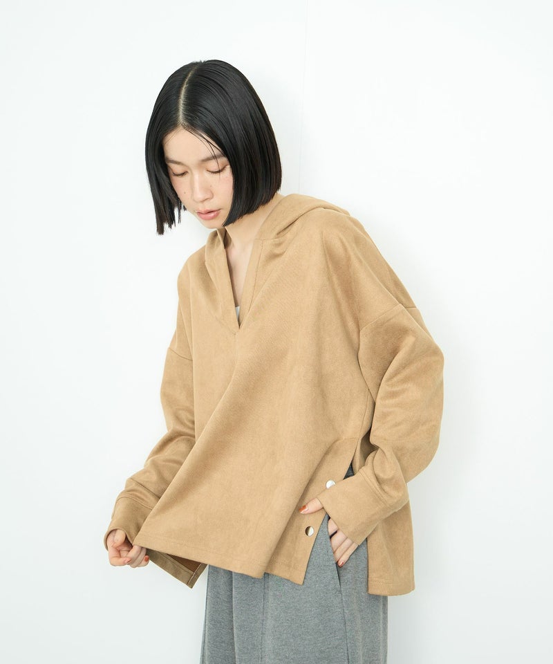 Idnes  スエードライク起毛パーカー レディース商品画像-1