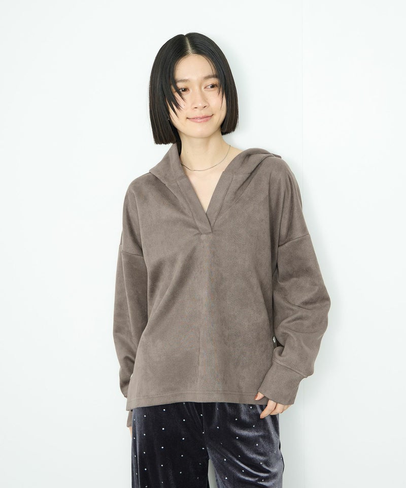 Idnes  スエードライク起毛パーカー レディース商品画像-3