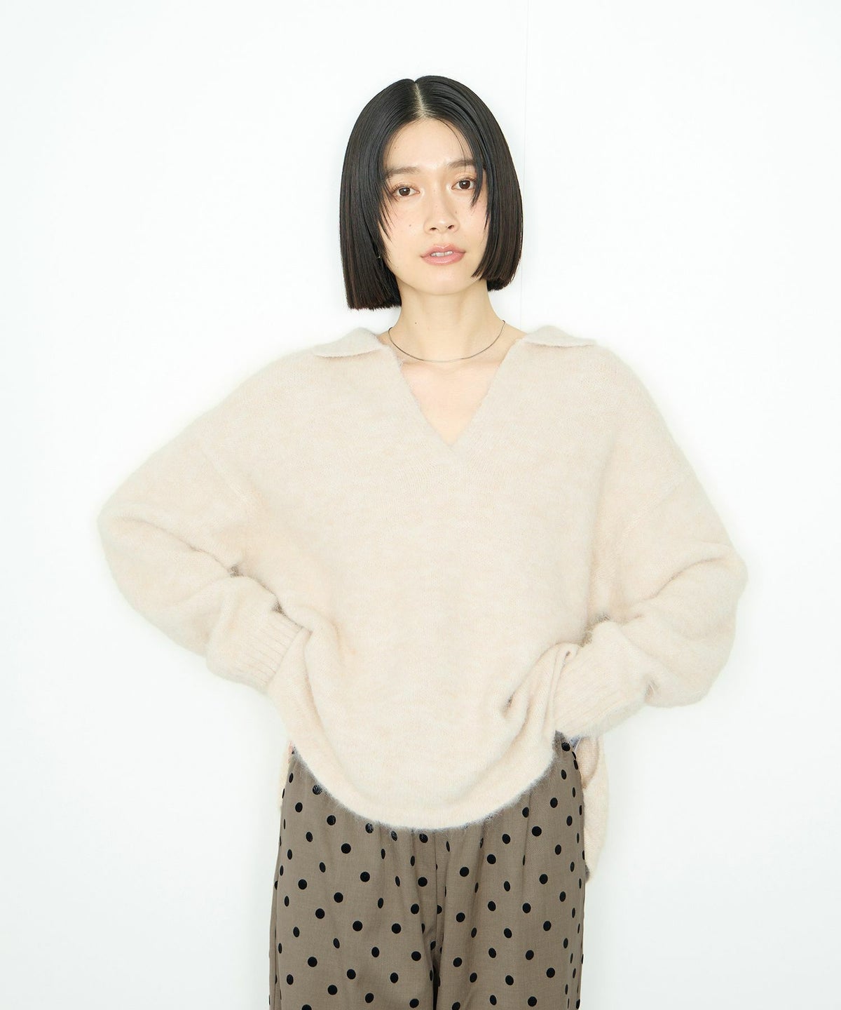 Idnes スキッパーポロニット レディース