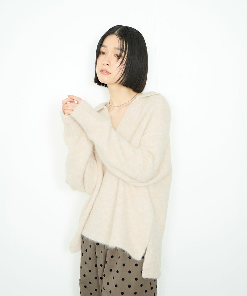 [期間限定knit]Idnes  スキッパーポロニット レディース商品画像-8