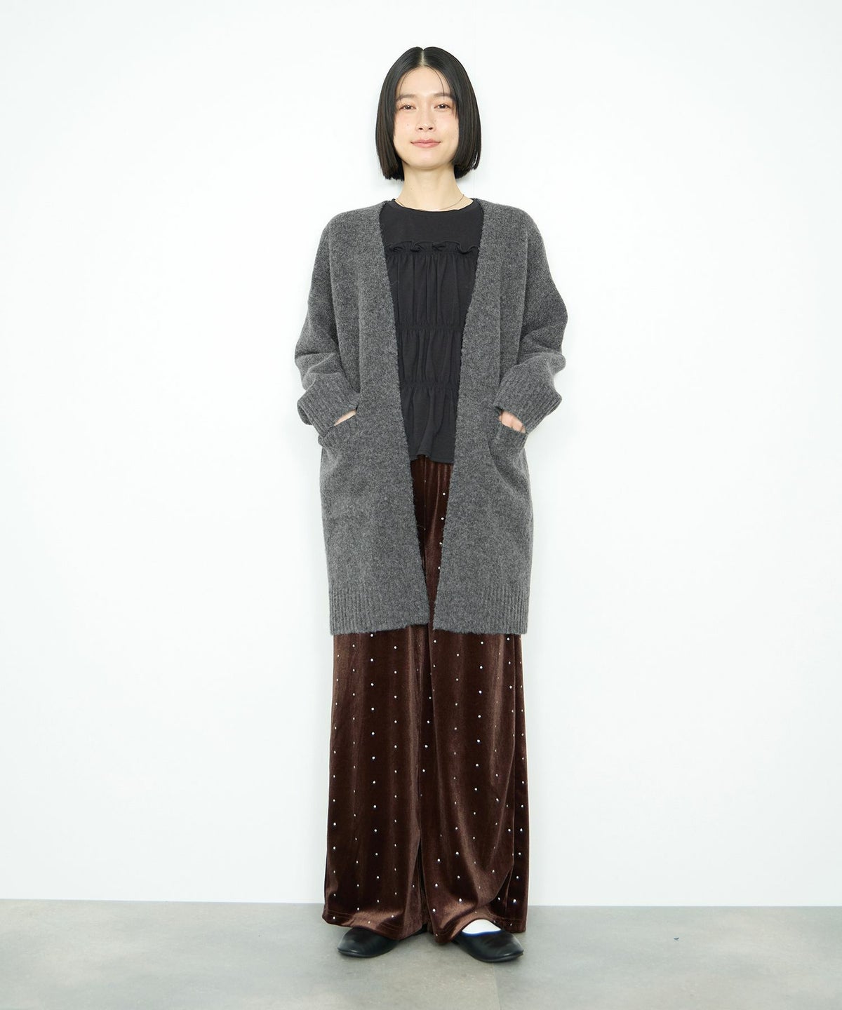 Idnes ロングニットカーディガン レディース