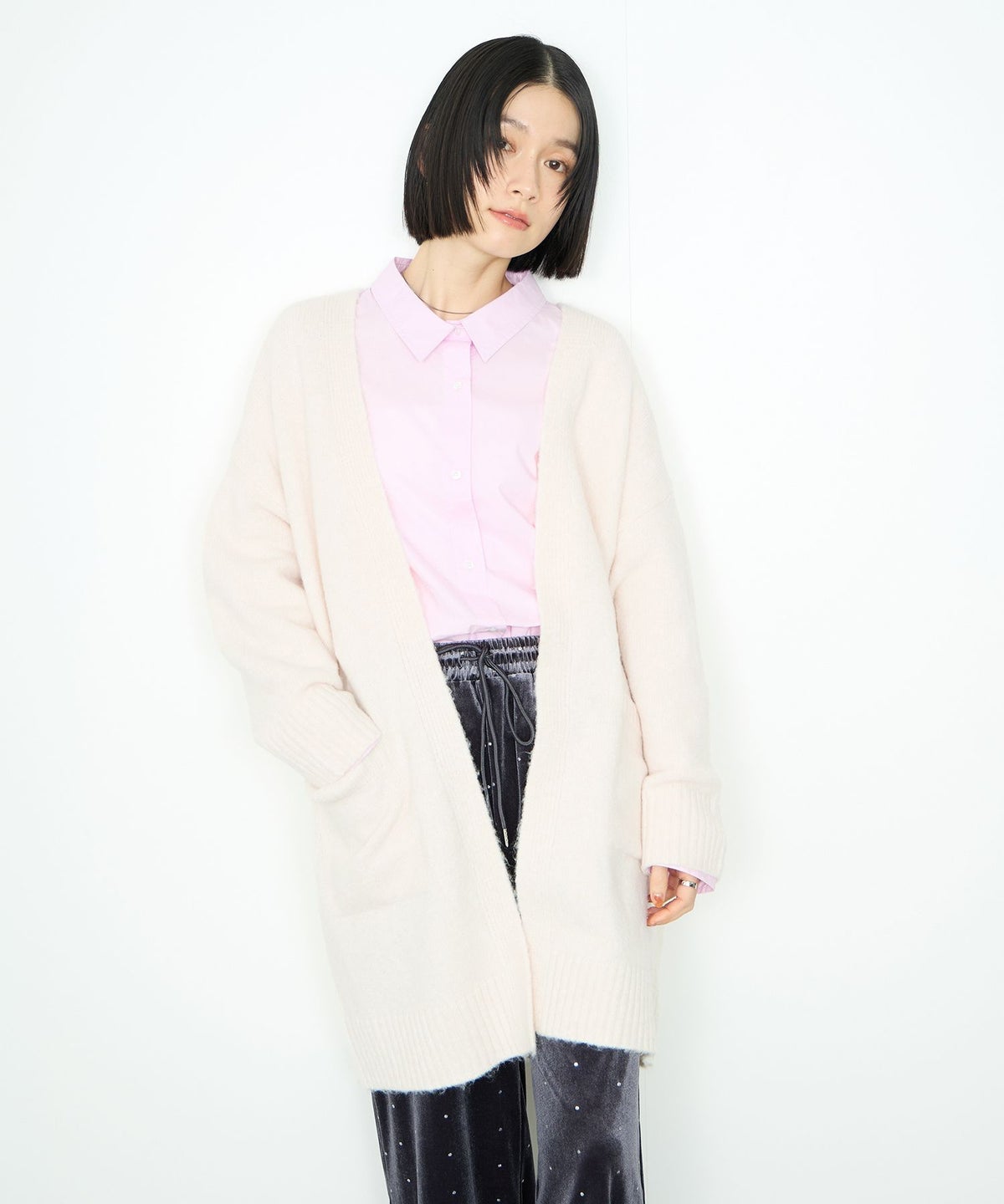 Idnes ロングニットカーディガン レディース