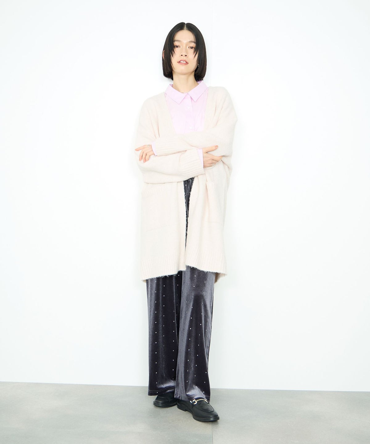 Idnes ロングニットカーディガン レディース
