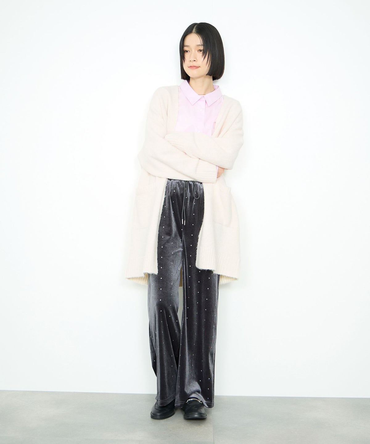Idnes ロングニットカーディガン レディース
