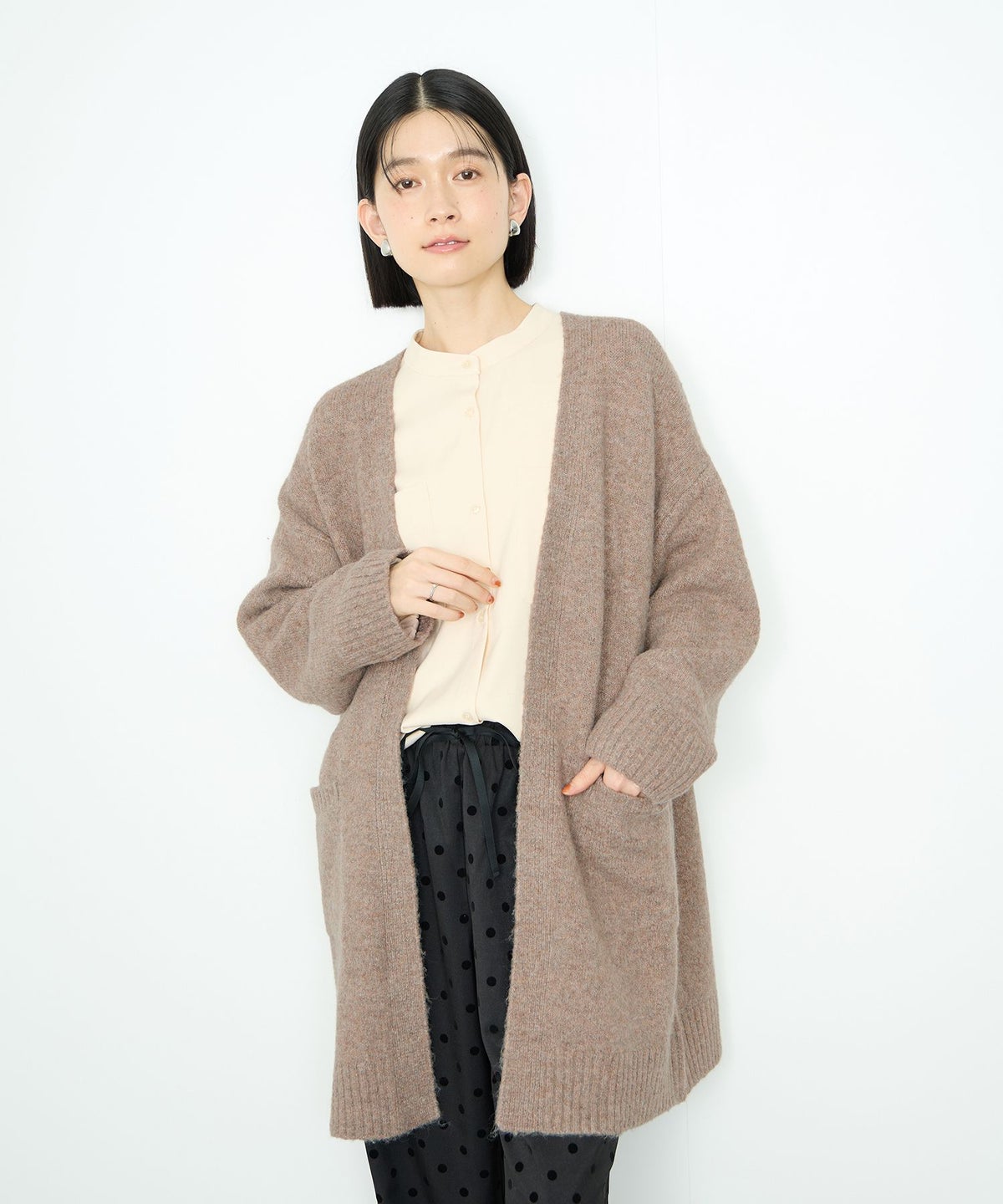 Idnes ロングニットカーディガン レディース