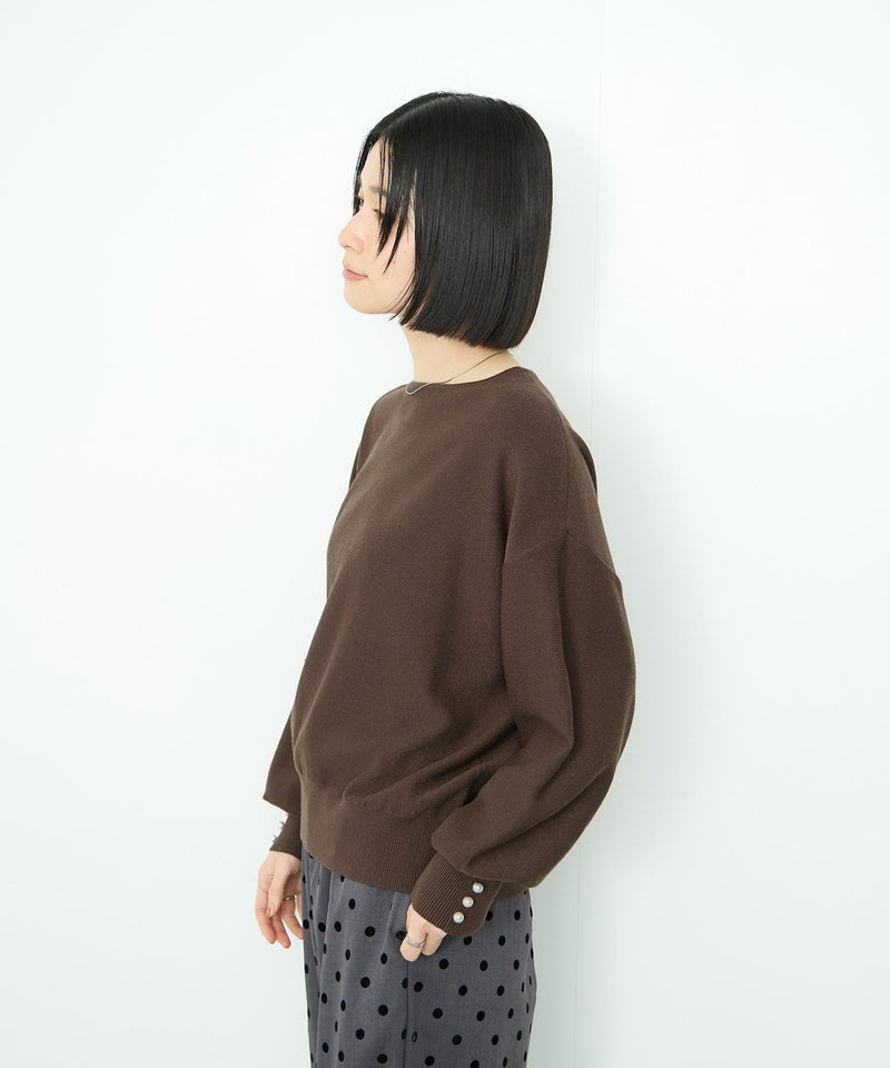 Idnes 横リブパールボタンニット レディース商品画像-6