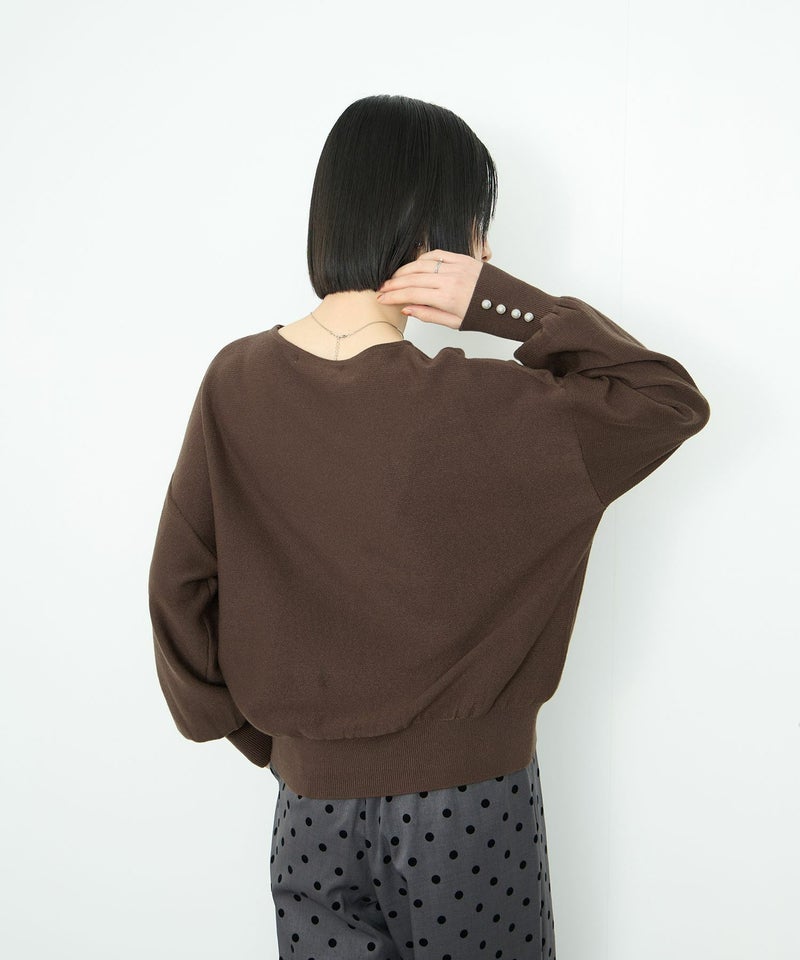 Idnes 横リブパールボタンニット レディース商品画像-7