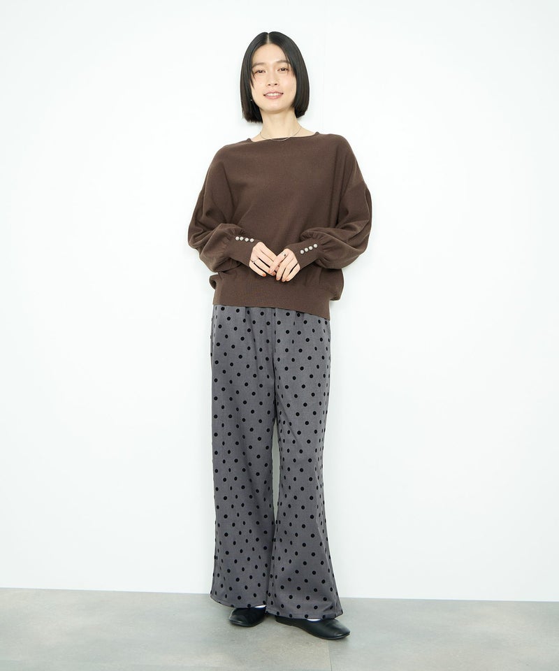 [期間限定knit]Idnes  横リブパールボタンニット レディース商品画像-9